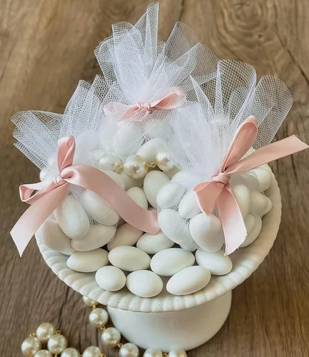 Vista 2 de Almendras blancas Jordan de alta calidad, bolsa a granel de 5 libras, almendras recubiertas de caramelo de grado California para recuerdos de boda