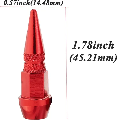 Vista 2 de Abfer Tapas Rojas para Neumáticos de Coche Tapas de Válvula con Espiga Larga Cubierta de Presión Accesorios que se Ajustan a la Mayoría de Vehículos