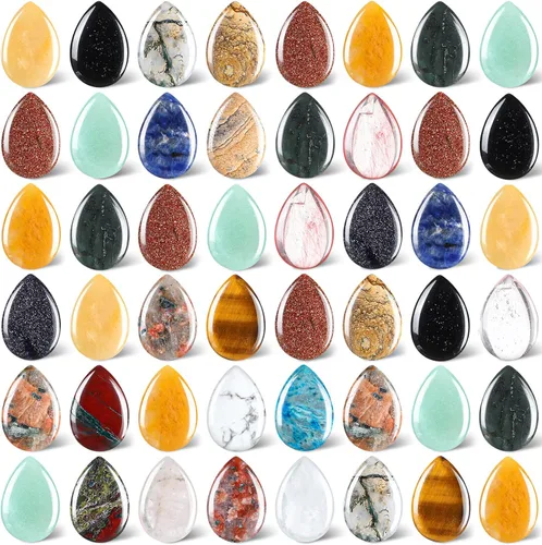 Nuenen 50 Piedras de Preocupación para la Ansiedad en Forma de Lágrima de Cristal a Granel de 0.9 Pulgadas, Piedras Preciosas en Forma de Gota de