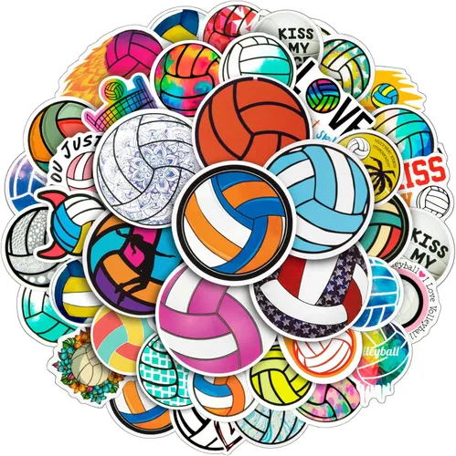 Vista 7 de 150 calcomanías de voleibol impermeables para botellas de agua, paquete de calcomanías deportivas de vinilo grandes, regalos para adolescentes