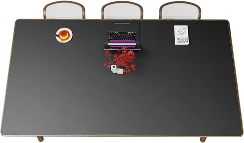 Vista 64 de CENNBIE Tapete de escritorio de cuero, 55 x 19.6 pulgadas, protector de escritorio extra grande, alfombrilla antideslizante extendida, alfombrilla