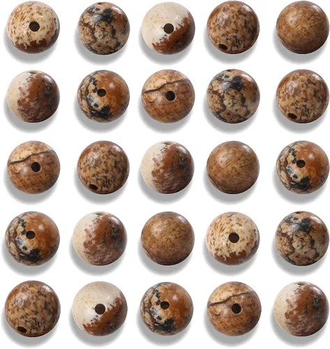 Vista 23 de 100 cuentas redondas sueltas de piedra turquesa natural de 0.236 pulgadas (0.236 in) para fabricación de joyas con cordón elástico de cristal