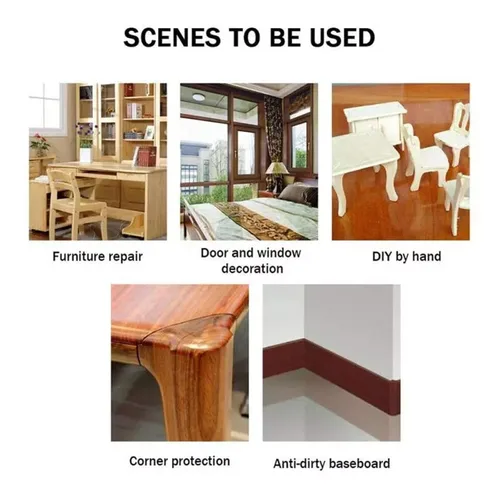 Vista 6 de Cinta de Reparación de Veta de Madera, 2.4 pulgadas X 32 pies Cinta Autoadhesiva de Color Madera para Mesas, Sillas, Zócalos, Puertas, Ventanas
