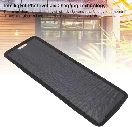 Vista 7 de Fafeicy Portable Solar Car Battery Charger, with Polycrystalline Panel and Intelligent Charging Technology, for RVs and Boats High Efficiency 6W ABS