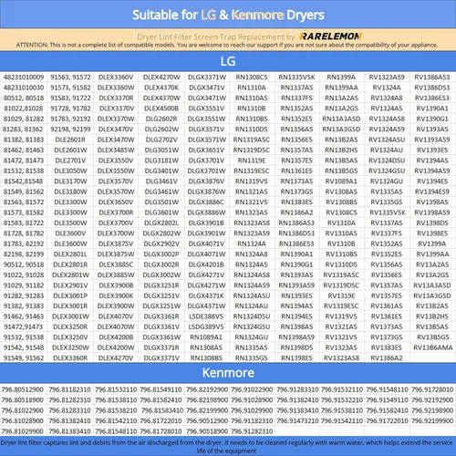 Vista 7 de Compatible Lint Filter for LG DLE2601R, DLE2601W, DLE2701V, DLE3050W, DLE3170W Dryer Models