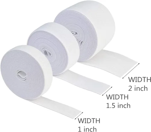 Vista 6 de ZLCHE Banda elástica plana blanca de 1 pulgada y 6 yardas, bandas elásticas para el cabello, elástico de alta elasticidad para coser, carrete