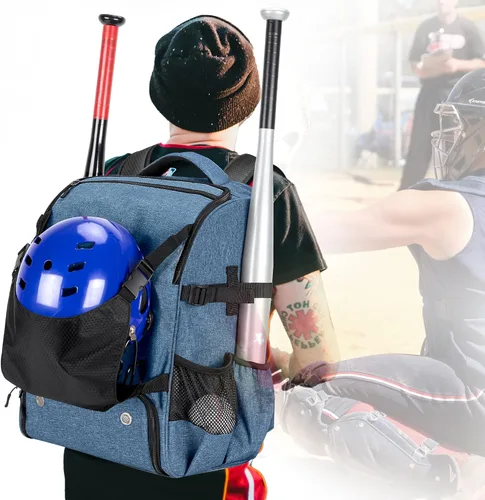 Vista 5 de DSLEAF Baseball Backpack for 4 Bats, Softball Bag with External Helmet Holder and Separate Shoe Space Up to US Mens 13