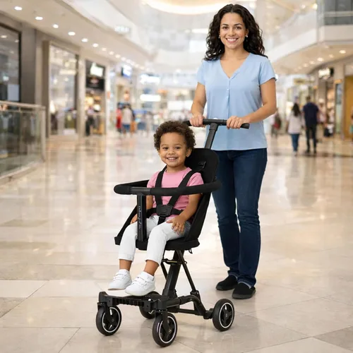 Vista 6 de Dream On Me, Coast Stroller Rider, ligera, con una sola mano, fácil de plegar, listo para viajar, resistente y ajustable, ruedas de paseo suave