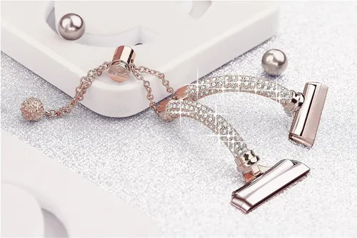 Vista 4 de Correa de reloj brillante compatible con Fitbit Versa 3/Fitbit Sense para mujer, correa ajustable de aleación de cristal con diamantes de imitación