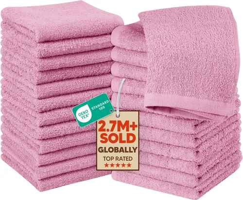 Vista 12 de Utopia Towels Juego de 60 paños de algodón – 100% algodón hilado en anillo, paños de franela de alta calidad, altamente absorbentes y suaves al Beige