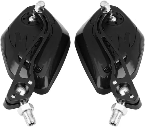 Vista 6 de Qiilu Espejo retrovisor de repuesto para motocicleta, 1 par universal de aluminio con patrón de llama de aluminio con tornillos de 0.315 in/0.394 in