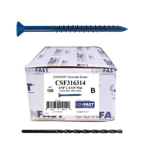 Vista 11 de CONFAST Tornillo de Anclaje para Concreto Phillips Plano Azul de 1/4" x 1-1/4" con Broca para Anclaje en Mampostería, Bloque o Ladrillo