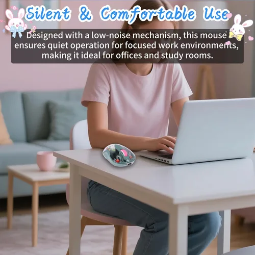 Vista 4 de elec Space lindo mouse USB C inalámbrico - Bluetooth de triple modo recargable, diseño de dibujos animados para laptops, iPads y MacBook Air/Pro