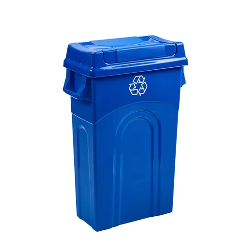 Vista 9 de United Solutions Highboy Contenedor de basura con tapa oscilante, 23 galones, perfil delgado que ahorra espacio y extracción simple de la bolsa