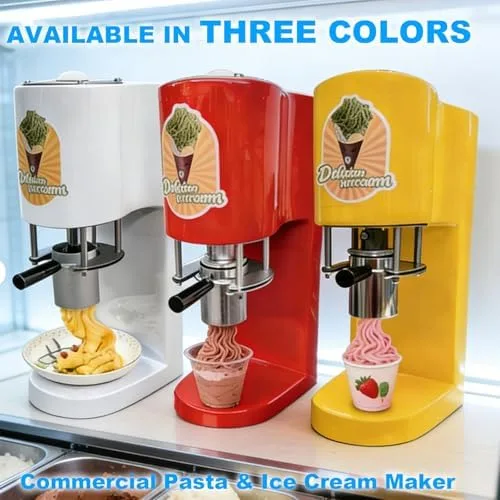Vista 5 de Electric Ice Cream Machine - Commercial Pasta & Fruit Ice Cream Press with 4 Molds - 30L/Hour Output, Perfect for Restaurants, Bars, and Gourmet