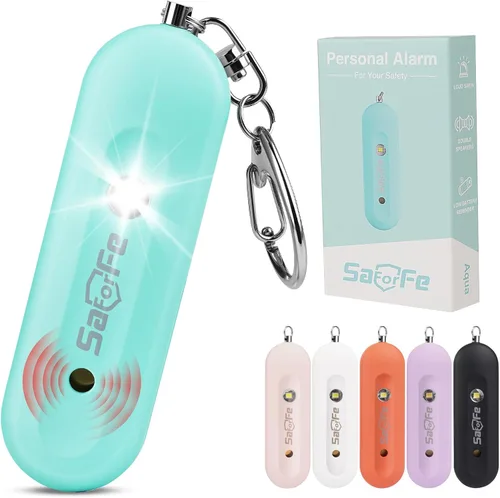 Alarma de seguridad personal recargable para mujeres - Llavero de alarma de seguridad de autodefensa de 140 dB con luz estroboscópica, dispositivos