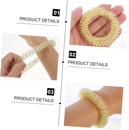 Vista 8 de 2 pulseras chinas, anillo de pulsera, brazaletes de muñeca, pulsera de masaje de muñeca, pulseras sensoriales puntiagudas, anillo de metal, anillo