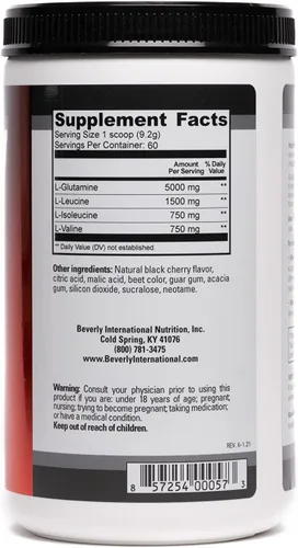 Vista 2 de Beverly International Glutamine Select, 60 porciones. Fórmula clínicamente dosificada de L-glutamina y aminoácidos para músculo magro