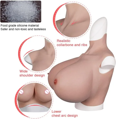 Vista 4 de EQAIWUJIE Huge Silicone Breastplate For Crossdresser breast forms Drag Queen cosplay