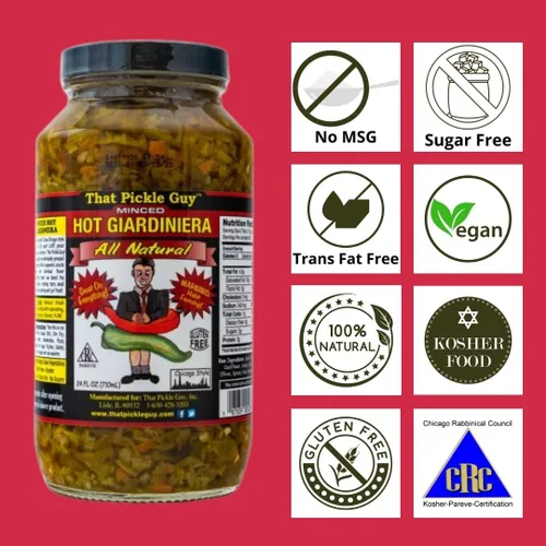Vista 7 de That Pickle Guy Picado totalmente natural estilo Chicago Hot Giardiniera, cruda; 24 onzas