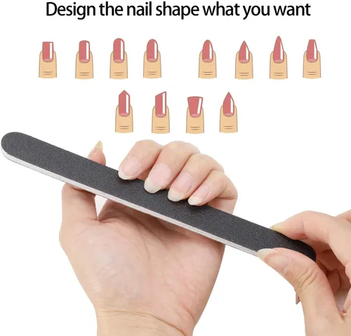 Vista 3 de 50 limas de uñas para uñas acrílicas, grano 100/180, limas de uñas de doble cara, herramientas de manicura profesionales para el salón del hogar