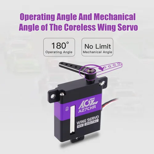Vista 6 de AGFRC Servo micro de alto par de torsión de 22.5 lbs - Servo servomotor digital CNC delgado sin núcleo de engranaje digital para planeador de avión