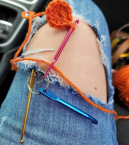 Vista 5 de Zuoyou Kit de gancho de ganchillo con mini gancho de ganchillo, aguja de tejer afgana tunecina de aluminio con ojo