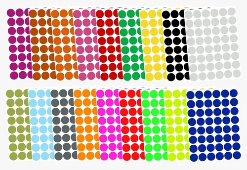 Etiquetas de código de color; calcomanías redondas de 3/4 pulgadas de 10 colores diferentes