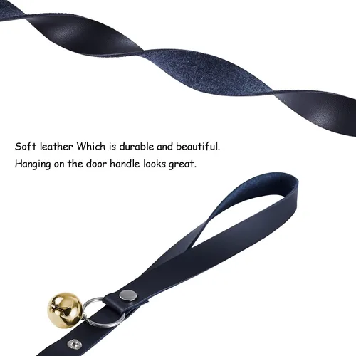 Vista 3 de Campanas de Cuero para Perros, para Pomo de Puerta/Entrenamiento de Orinal/Salir al Aire Libre, Campana de Cobre con Ajuste de Longitud, Campana