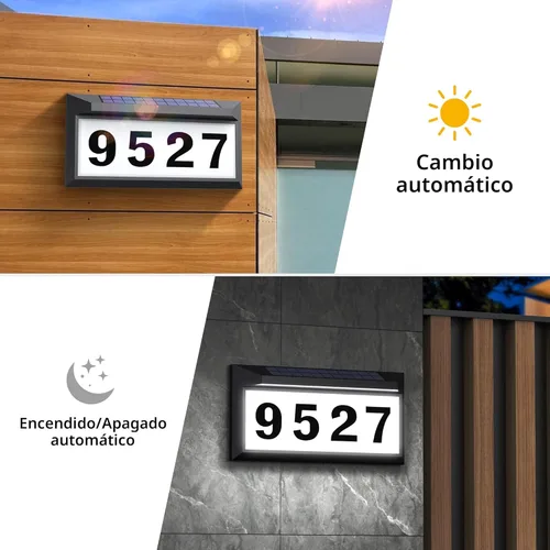 Vista 3 de Letrero solar de dirección, placa de dirección iluminada para exteriores, impermeable, números de dirección iluminados, números de casa