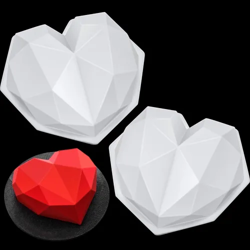 Moldes de silicona con forma de corazón de diamante 3D, moldes geométricos de chocolate para el día de San Valentín, moldes de amor para bricolaje