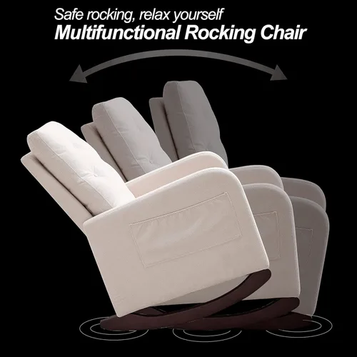 Vista 5 de Mecedora para bebé con respaldo copetudo, cómoda silla deslizante para guardería, silla decorativa moderna para sala de estar, sillón tapizado