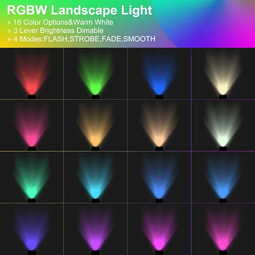 Vista 5 de EAGLOD Iluminación LED RGBW de 10 W, de bajo voltaje, cambio de color, luces de paisaje al aire libre, 12V ~ 24 V, impermeable, multicolor, luz