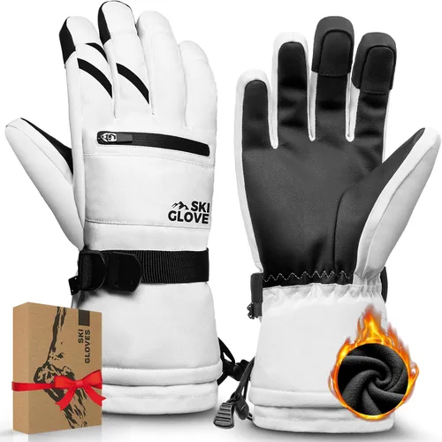 ZENUTA Waterproof Winter Gloves Men, Windproof Snow Ski Gloves, Breathable Warm Thermal Gloves for Women, 5-Finger Touchscreen Gloves for Driving