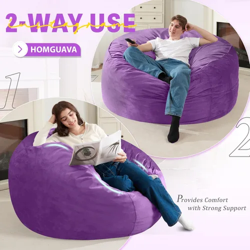 Vista 327 de de 3 pies con relleno de espuma viscoelástica, puf grandes, sofá suave con funda de terciopelo holandés, 36 x 36 x 24 pulgadas (morado)