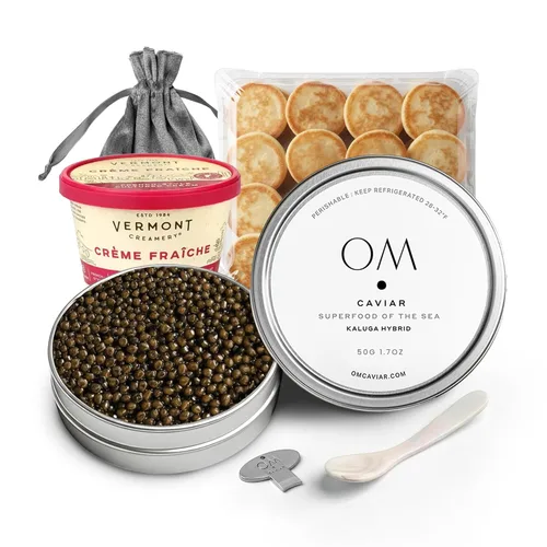 OM Caviar Kaluga Hybrid Gift Set River Beluga Sturgeon Roe - 1.7oz/50g