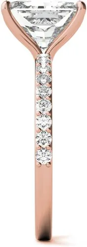 Vista 7 de Anillo de compromiso hecho a mano de oro rosa sólido de 10 quilates de 3 quilates con diamante de moissanita de corte radiante de 3 quilates, anillo