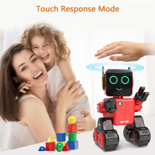 Vista 5 de Robots para niños, robot de control remoto, luz LED interactiva inteligente, habla, movimientos de baile, banco de monedas integrado, programable