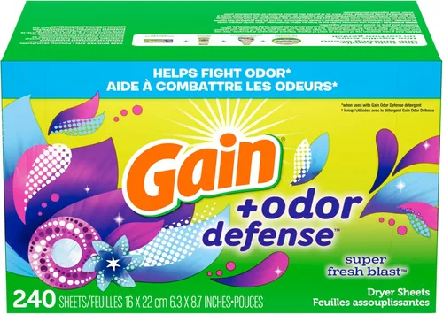 Vista 13 de Gain - Sábanas para secadora más defensa de olores, aroma súper fresco, 240 unidades, ayuda a combatir la estática y el olor, sábanas para lavandería