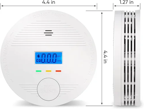 Vista 5 de Detector de humo y monóxido de carbono interconectado, batería de 10 años, alarma inalámbrica de humo y CO interconectada con sensores duales