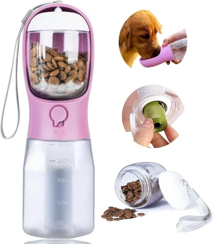 Vista 20 de Botella de agua para perros con contenedor de alimentos, dispensador de agua portátil para perros para mascotas para caminar al aire libre