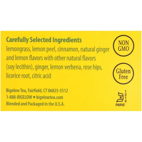 Bigelow - Bolsas de té de hierbas de limón y jengibre, cajas de 28 unidades (paquete de 6) bolsas de té de limón y jengibre, té de hierbas, todo