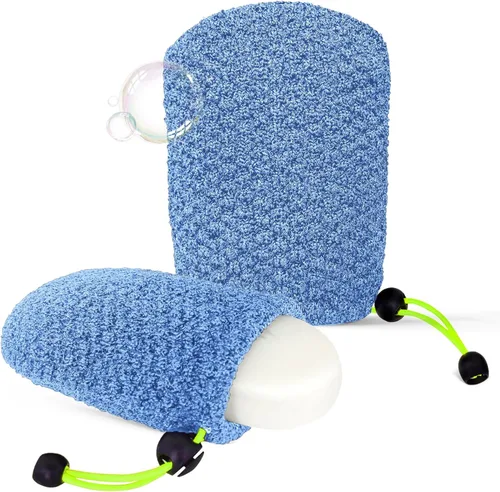 Vista 12 de MIG4U Bolsa de jabón exfoliante para ducha, 2 piezas, bolsa ahorradora de jabón en barra, bolsillo exfoliante corporal de bambú para baño de viaje