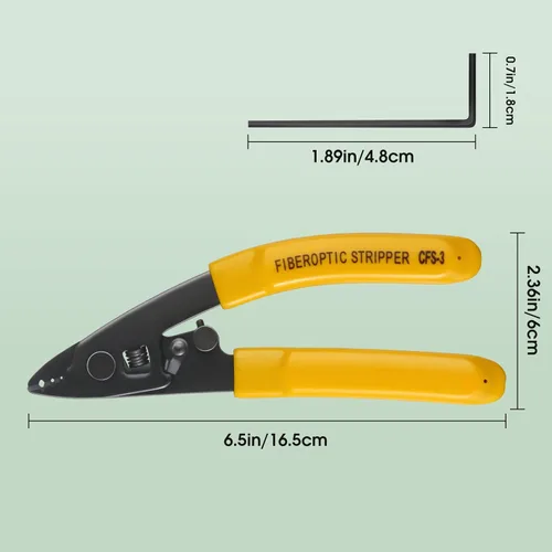 Vista 6 de CFS-3 Pelacables de fibra óptica de 3 orificios de puerto con mango de 6 pulgadas - Llave hexagonal ajustable para chaqueta, amortiguador y pelado