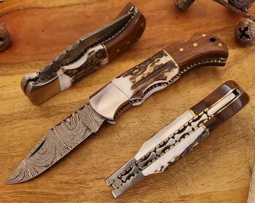 Cuchillo plegable de bolsillo de acero de Damasco personalizado, regalo personalizado para marido, papá, novio, regalos de padrinos de boda, regalos
