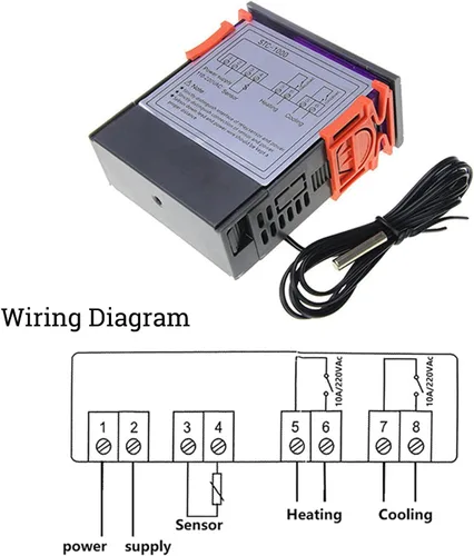 Vista 5 de STC-1000 Controlador digital de temperatura, AC 10A 110V-220V, controlador de temperatura LED digital, calefacción, enfriamiento, termostato