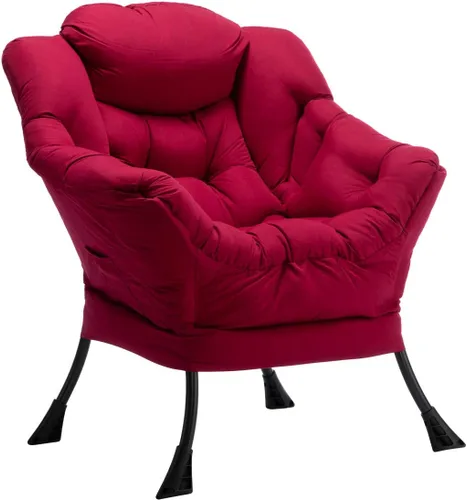 Vista 37 de HollyHOME - Silla perezosa con otomano plegable, sillón de ocio acentuado y cómodo, taburete plegable con reposapiés, sofá de ocio y silla