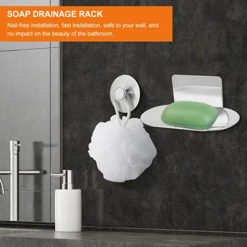 Vista 6 de Levemolo 2 piezas de estuche de esponja platos de cepillo de drenaje recipientes para taladro montado jabón hogar contador drenaje ducha Punch sin