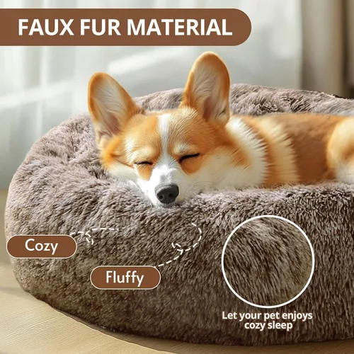 Vista 258 de JOLLYVOGUE Cama Calmante para Perros Pequeños - Cama para Perros Pequeños en Forma de Dona Lavable de 23 Pulgadas para Gatitos y Cachorros, Camas