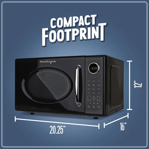 Vista 5 de Nostalgia Retro - Horno de microondas de 1000W, capacidad de 1.1 pies cúbicos – Bloqueo de seguridad para niños, 8 configuraciones de cocción